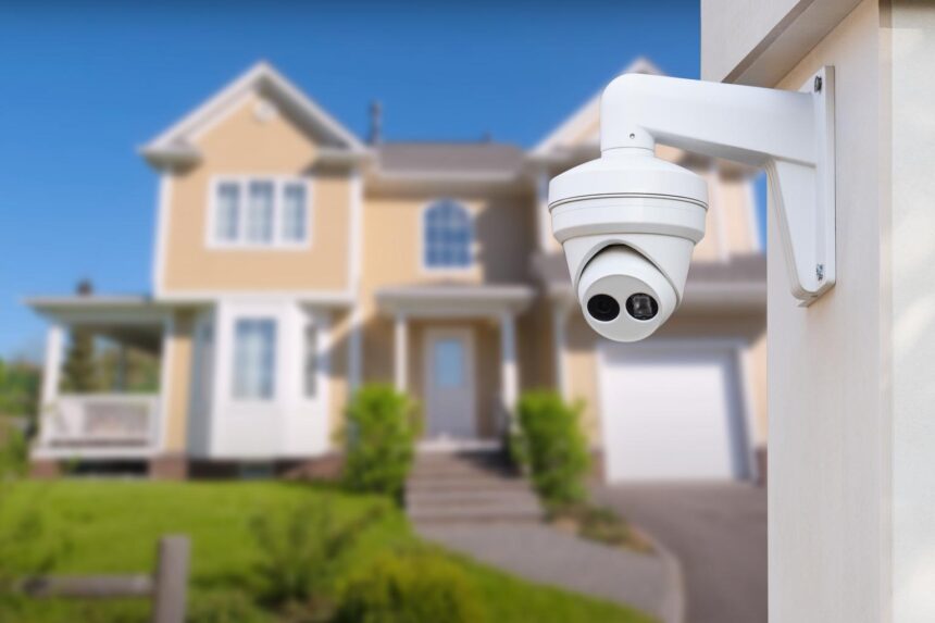 Sicherheitskamera am Hauseingang zur Videoüberwachung eines Hauses